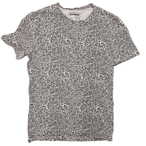 Express Womens Leaf Print Stretch T-Shirt Size XS - Picture 1 of 9
